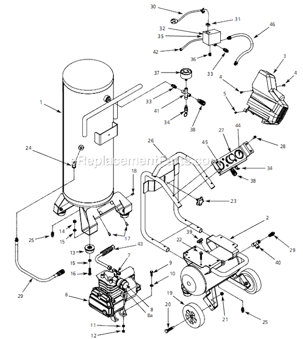 Page A Diagram and Parts List for HL4421 2007 Campbell Hausfeld Compressor